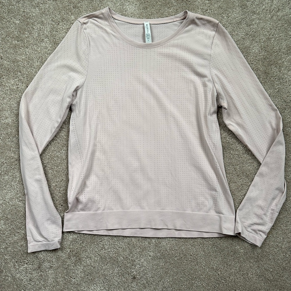 Athleta Soft Blush Pink Breathable Long Sleeve Active Top
